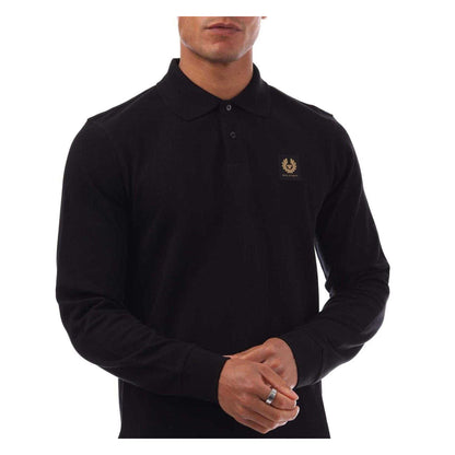 Black - Side - Belstaff Mens Long-Sleeved Polo Shirt