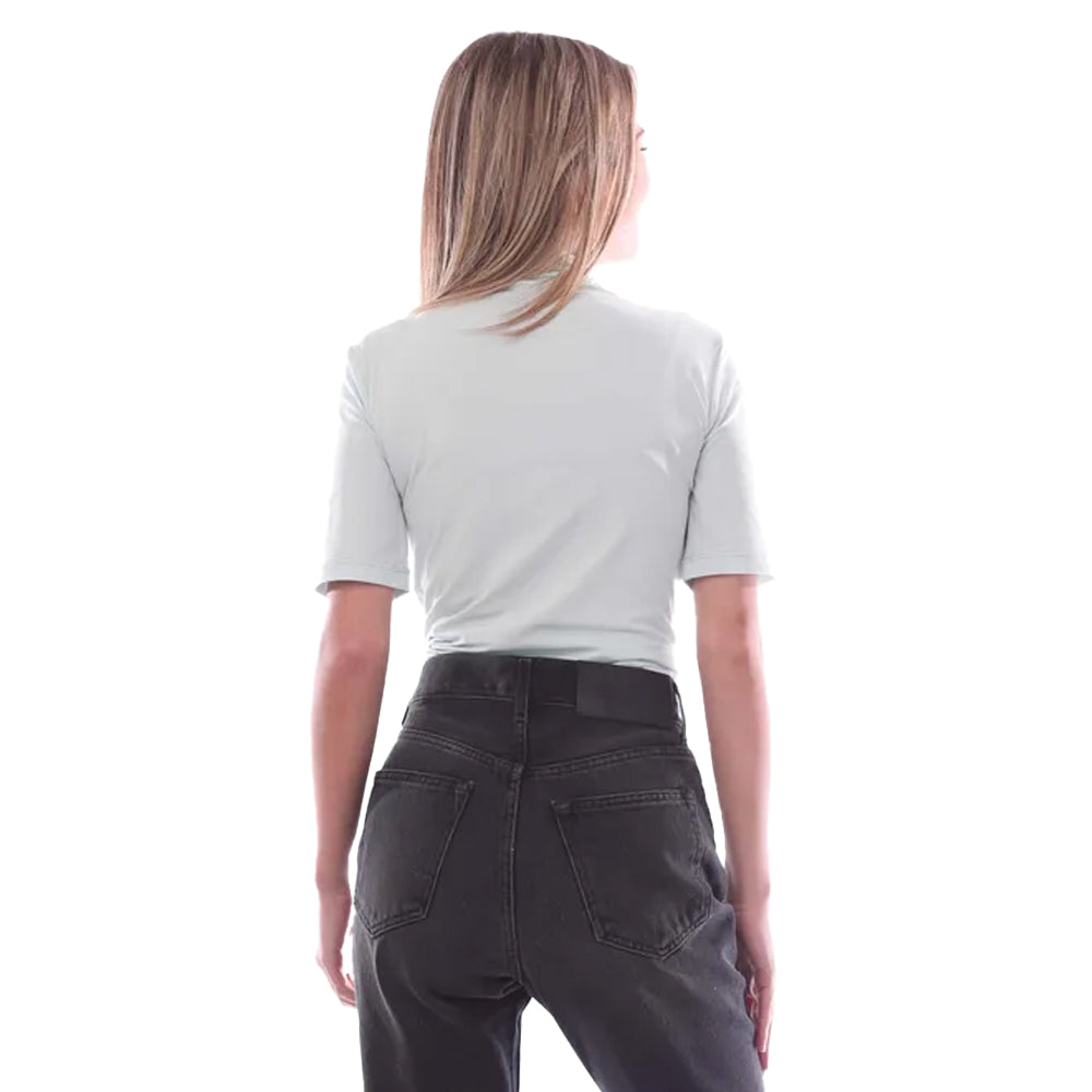 Light Blue - Back - Off White Womens-Ladies Off Stamp Sec Skin Turtle Neck T-Shirt