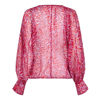 Scarlet Red - Back - French Connection Womens-Ladies Amy Abstract Balloon Sleeve Blouse
