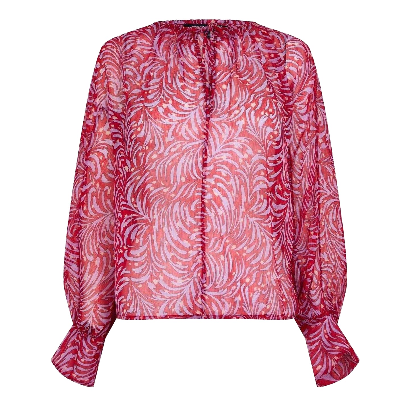 Scarlet Red - Front - French Connection Womens-Ladies Amy Abstract Balloon Sleeve Blouse