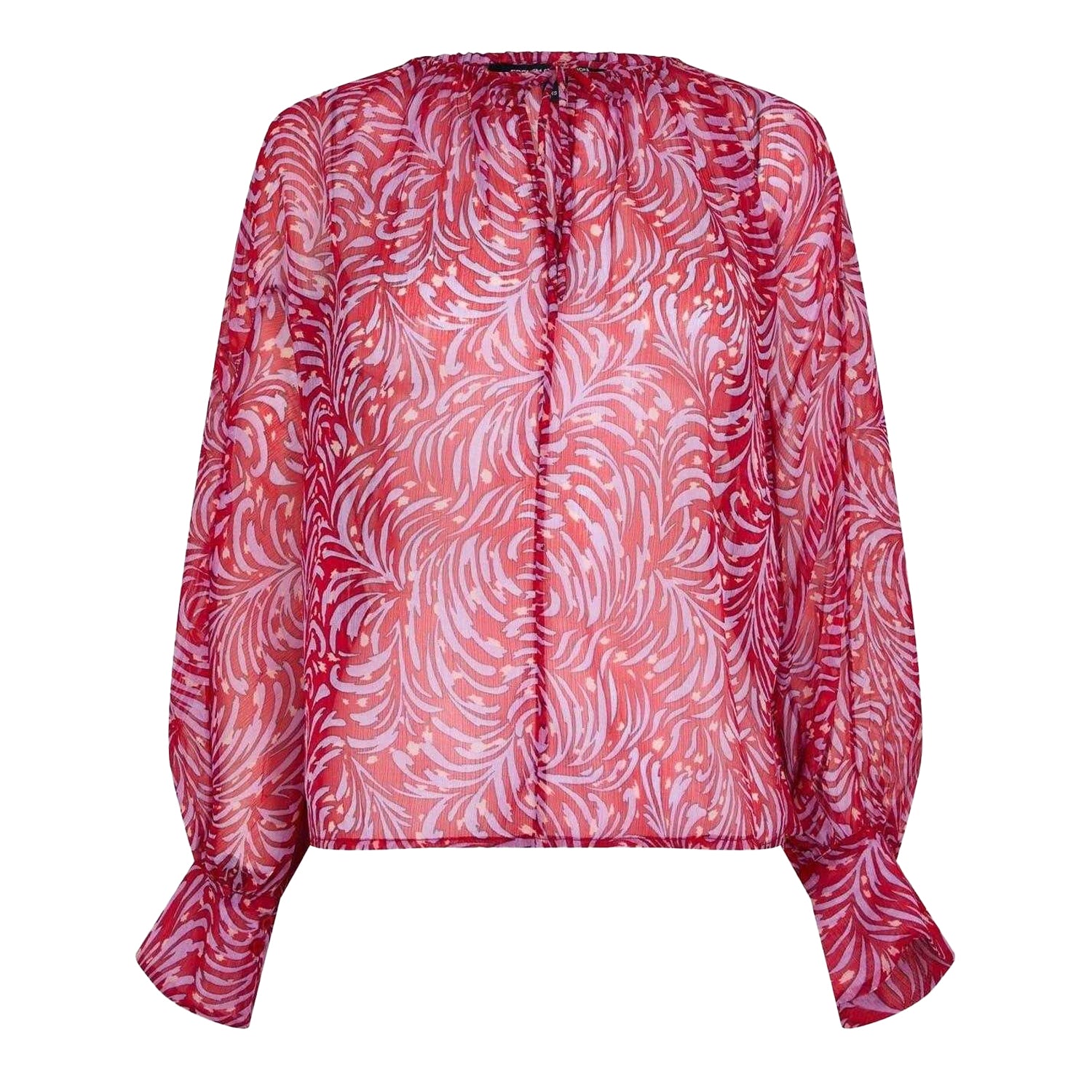 Scarlet Red - Front - French Connection Womens-Ladies Amy Abstract Balloon Sleeve Blouse