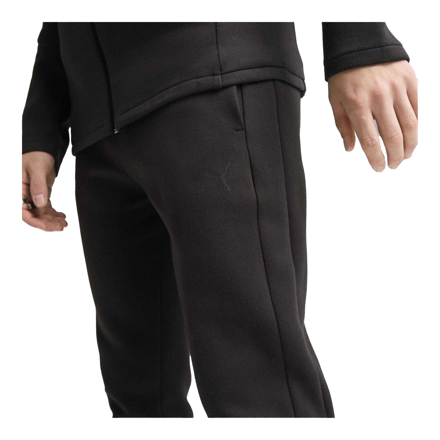 Puma Black - Side - Puma Mens Evostripe Core Fleece Tapered Joggers