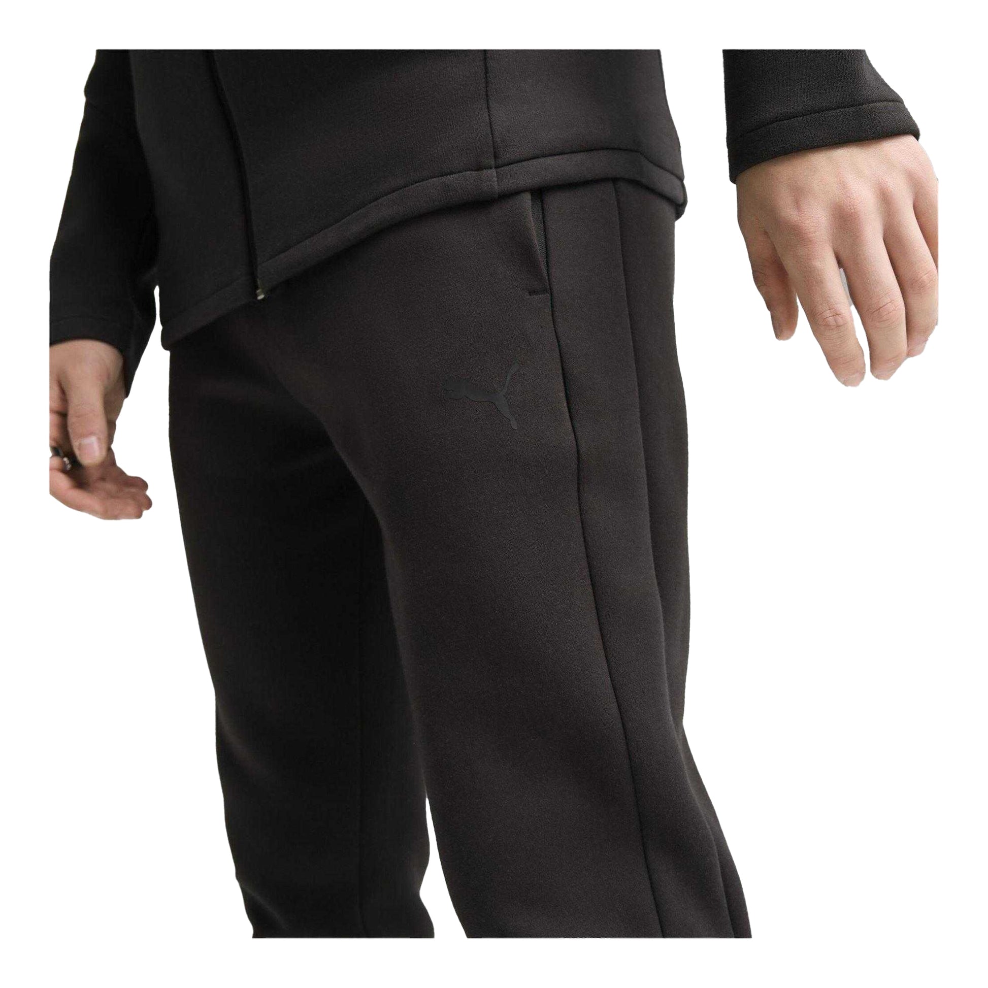 Puma Black - Side - Puma Mens Evostripe Core Fleece Tapered Joggers