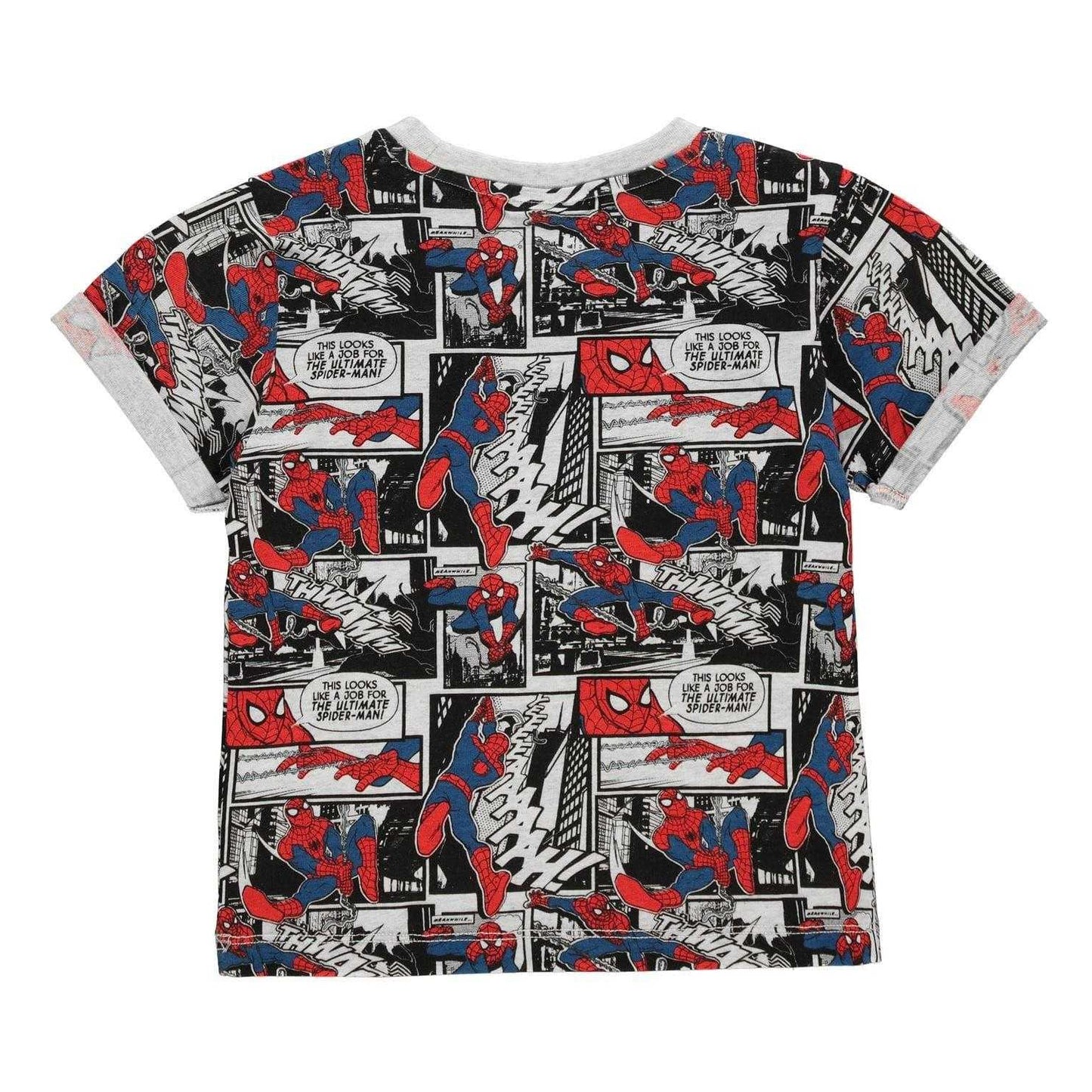 Multicoloured - Back - Spider-Man Childrens-Kids Comic Cotton T-Shirt