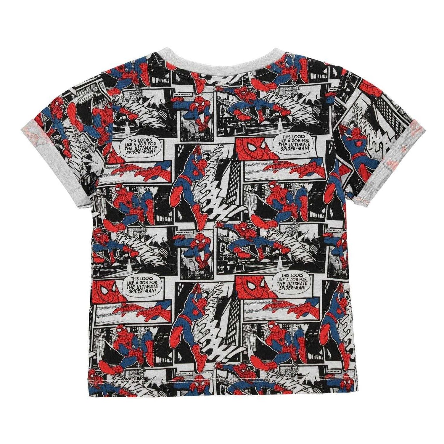Multicoloured - Back - Spider-Man Childrens-Kids Comic Cotton T-Shirt