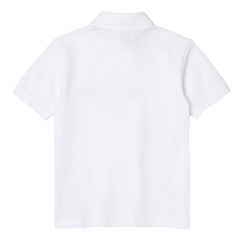 White - Back - Lacoste Childrens-Kids Minecraft Organic Cotton Polo Shirt
