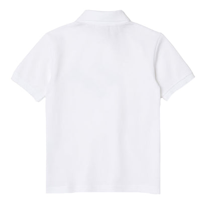 White - Back - Lacoste Childrens-Kids Minecraft Organic Cotton Polo Shirt