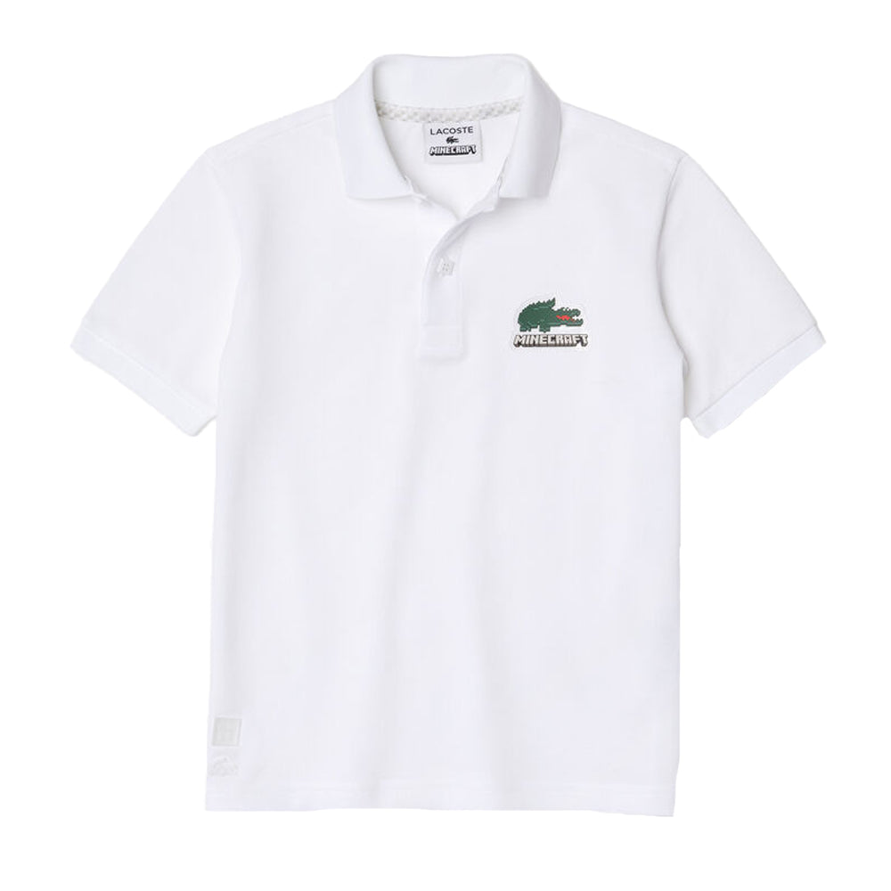 White - Front - Lacoste Childrens-Kids Minecraft Organic Cotton Polo Shirt