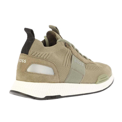 Green - Back - Boss Mens Logo Knitted Trainers