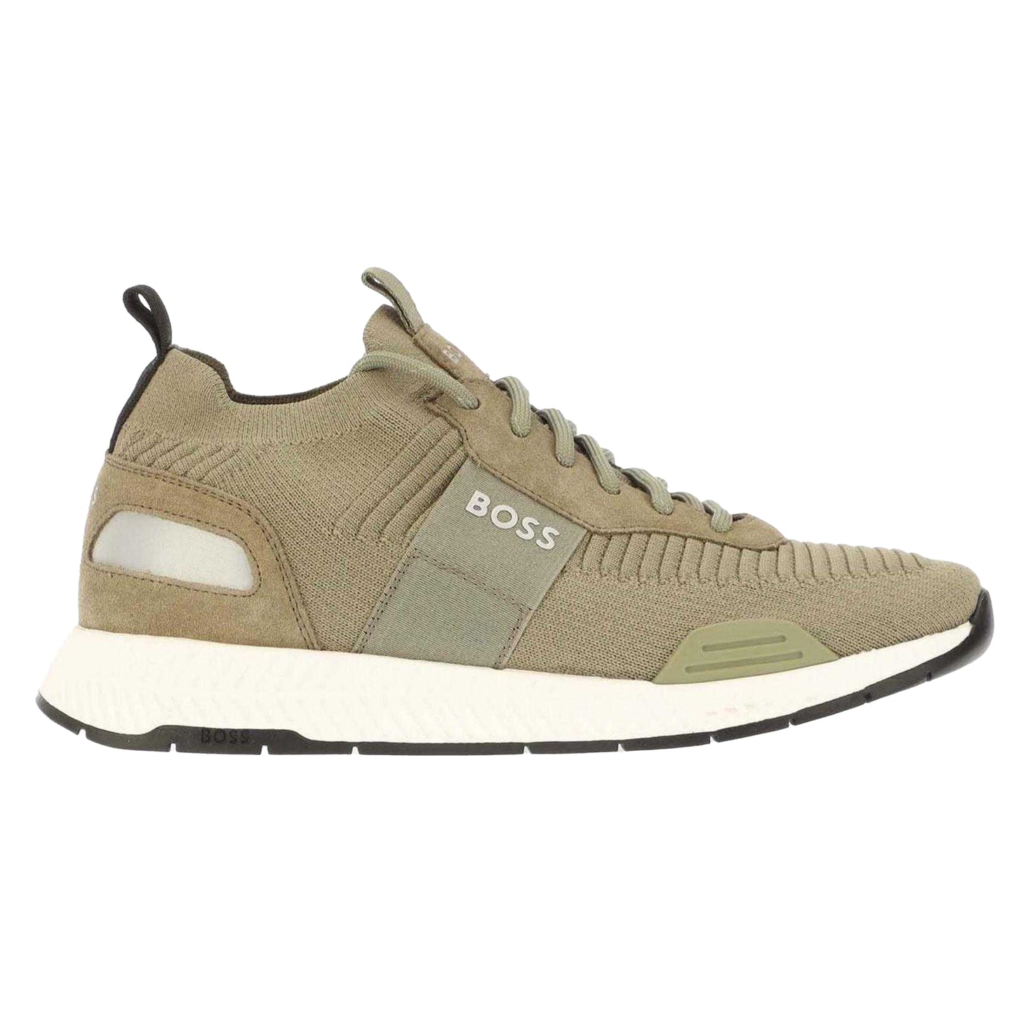 Green - Side - Boss Mens Logo Knitted Trainers