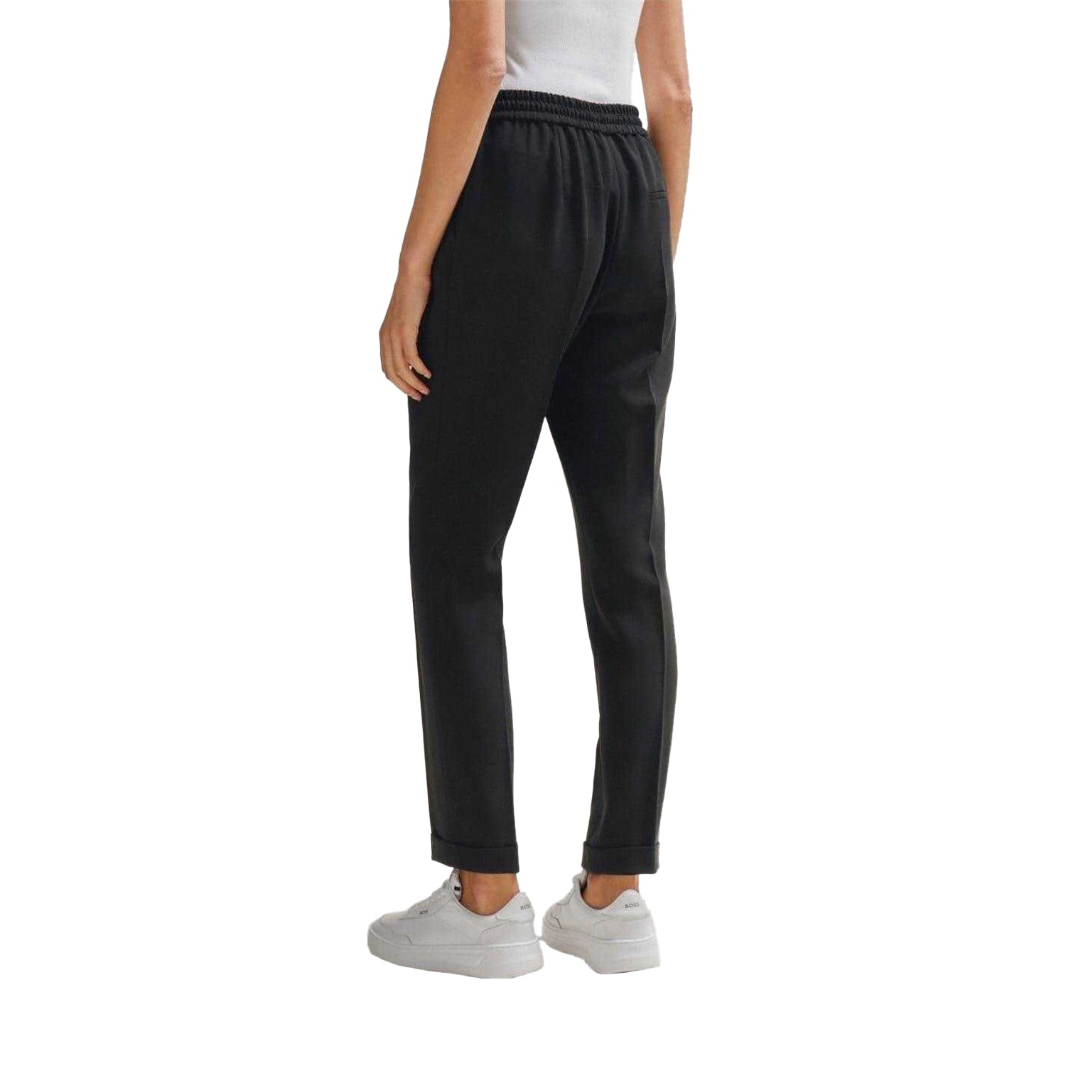 Black - Back - Boss Womens-Ladies Tariyanah Straight Trousers
