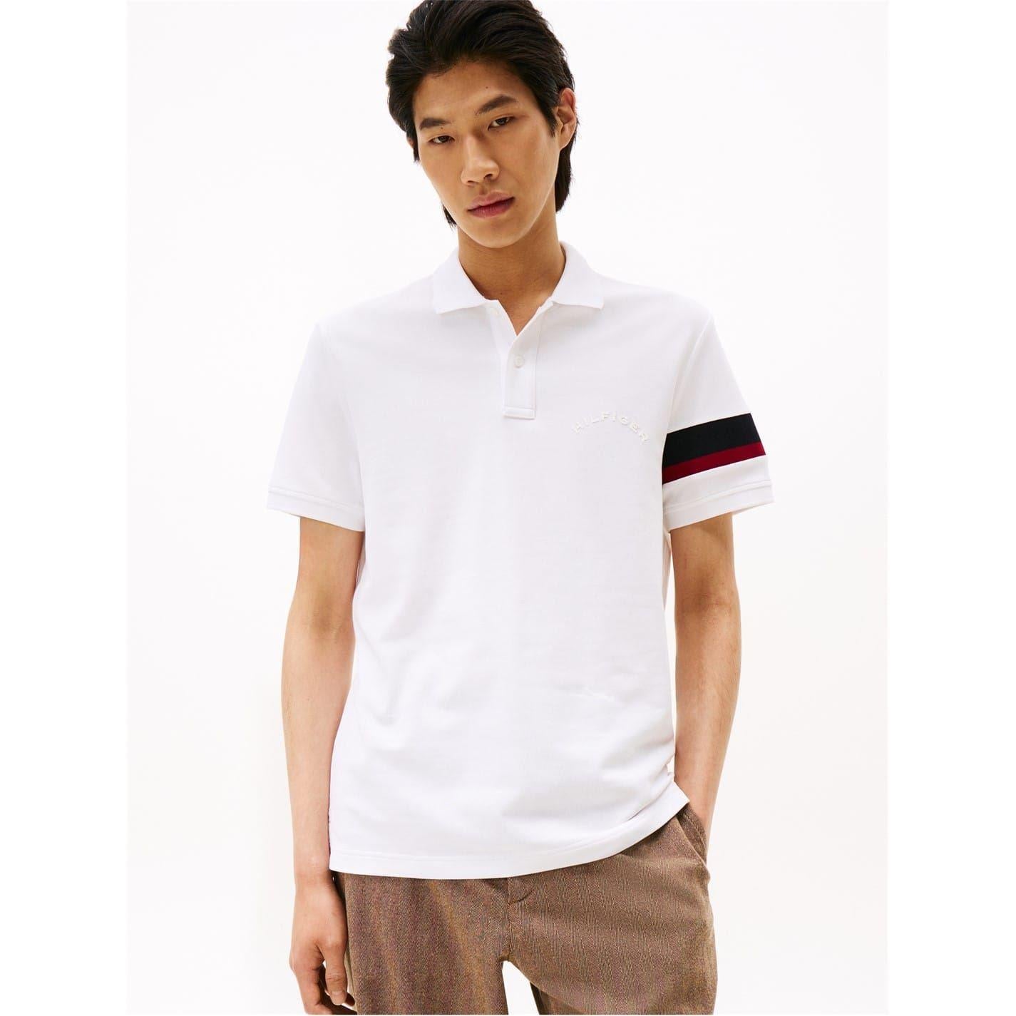 White - Back - Tommy Hilfiger Mens Embroidered Collared Short-Sleeved Polo Shirt