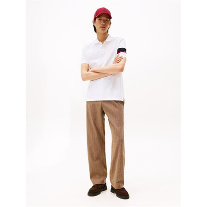 White - Side - Tommy Hilfiger Mens Embroidered Collared Short-Sleeved Polo Shirt