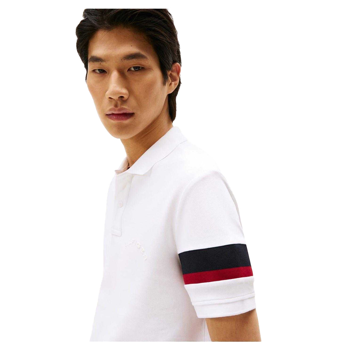 White - Side - Tommy Hilfiger Mens Embroidered Collared Short-Sleeved Polo Shirt