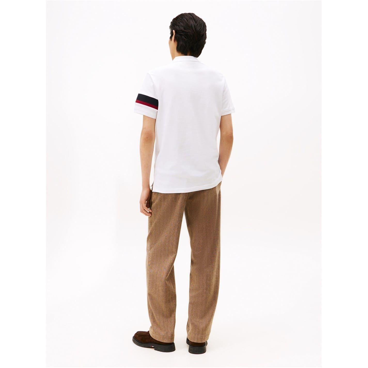 White - Lifestyle - Tommy Hilfiger Mens Embroidered Collared Short-Sleeved Polo Shirt