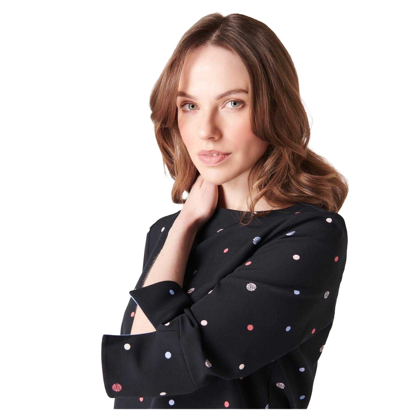 Polka Dot - Side - Biba Womens-Ladies Polka Dot Cuffed Blouse