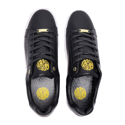 Black-White - Back - Pretty Green Mens Cali Paisley Low Cut Shoes