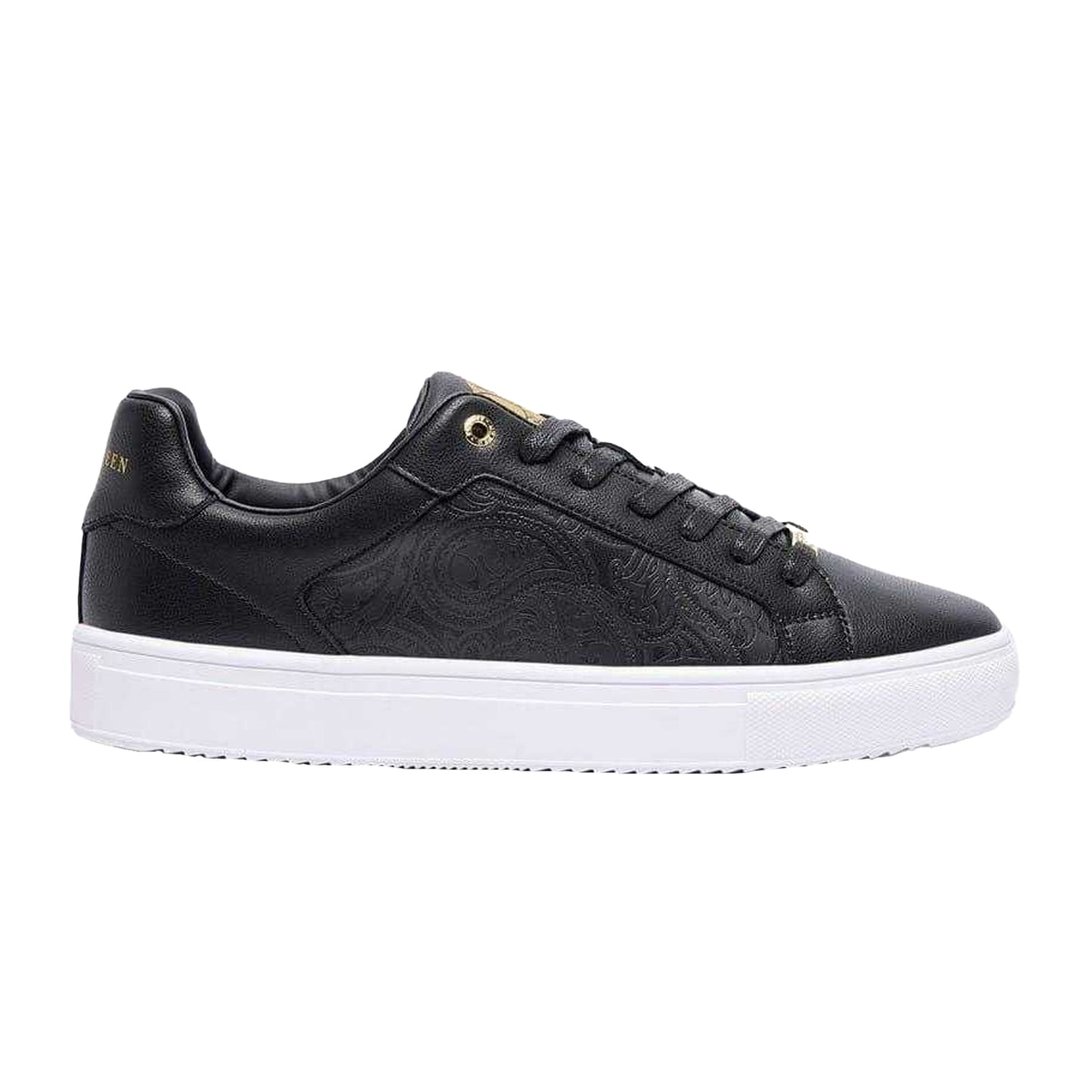 Black-White - Front - Pretty Green Mens Cali Paisley Low Cut Shoes