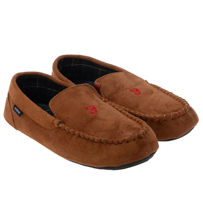 Tan - Front - Farah Mens Nicken Moccasin Slippers