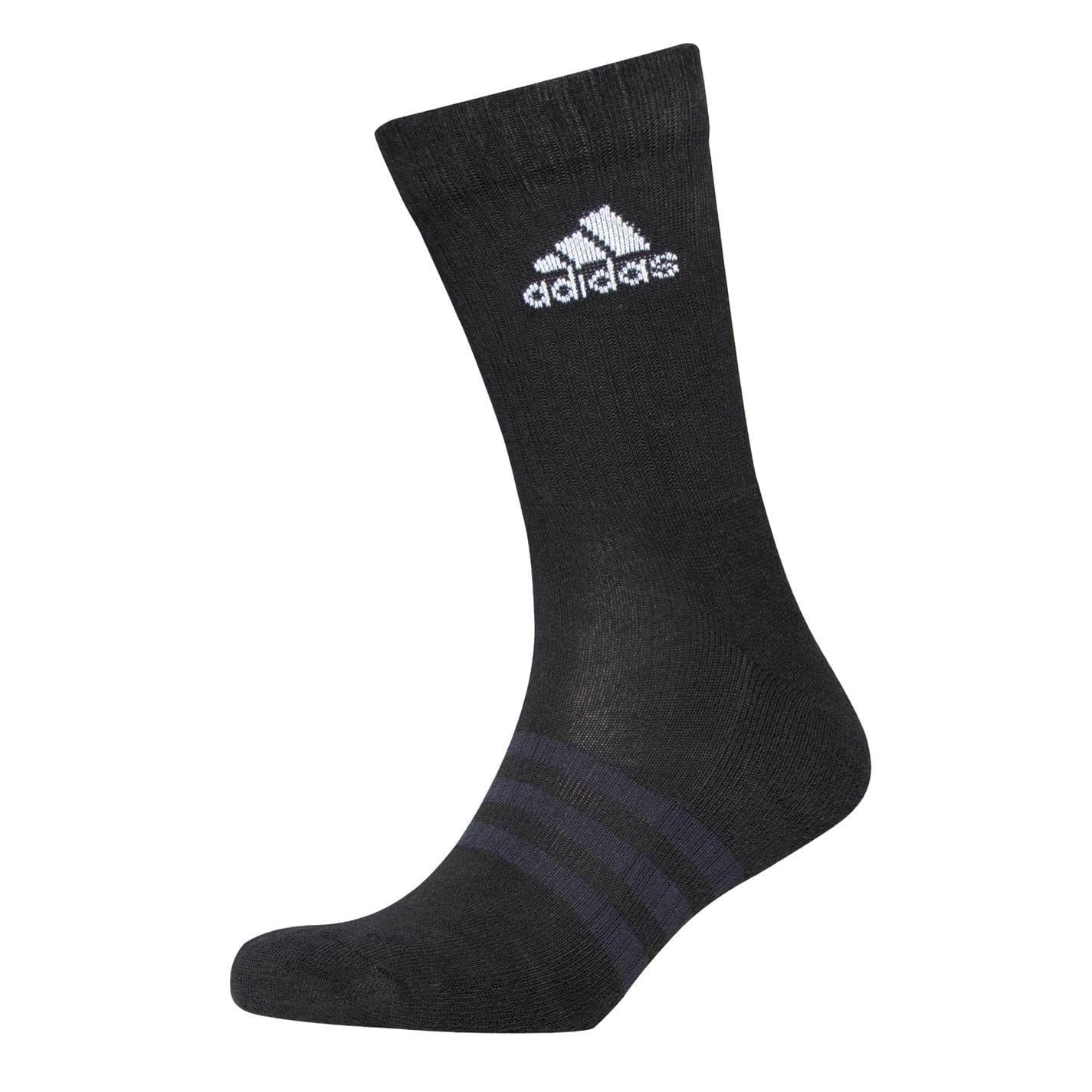 Heather Grey - Back - Adidas Womens-Ladies Logo Crew Socks (Pack of 3)