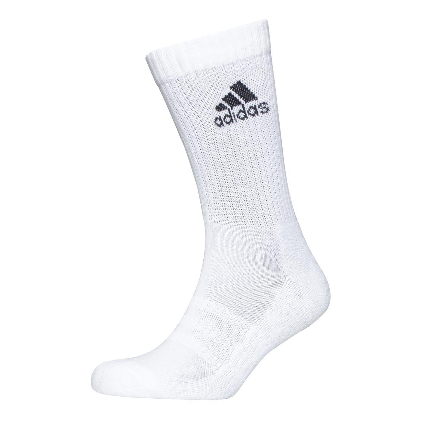 Heather Grey - Side - Adidas Womens-Ladies Logo Crew Socks (Pack of 3)