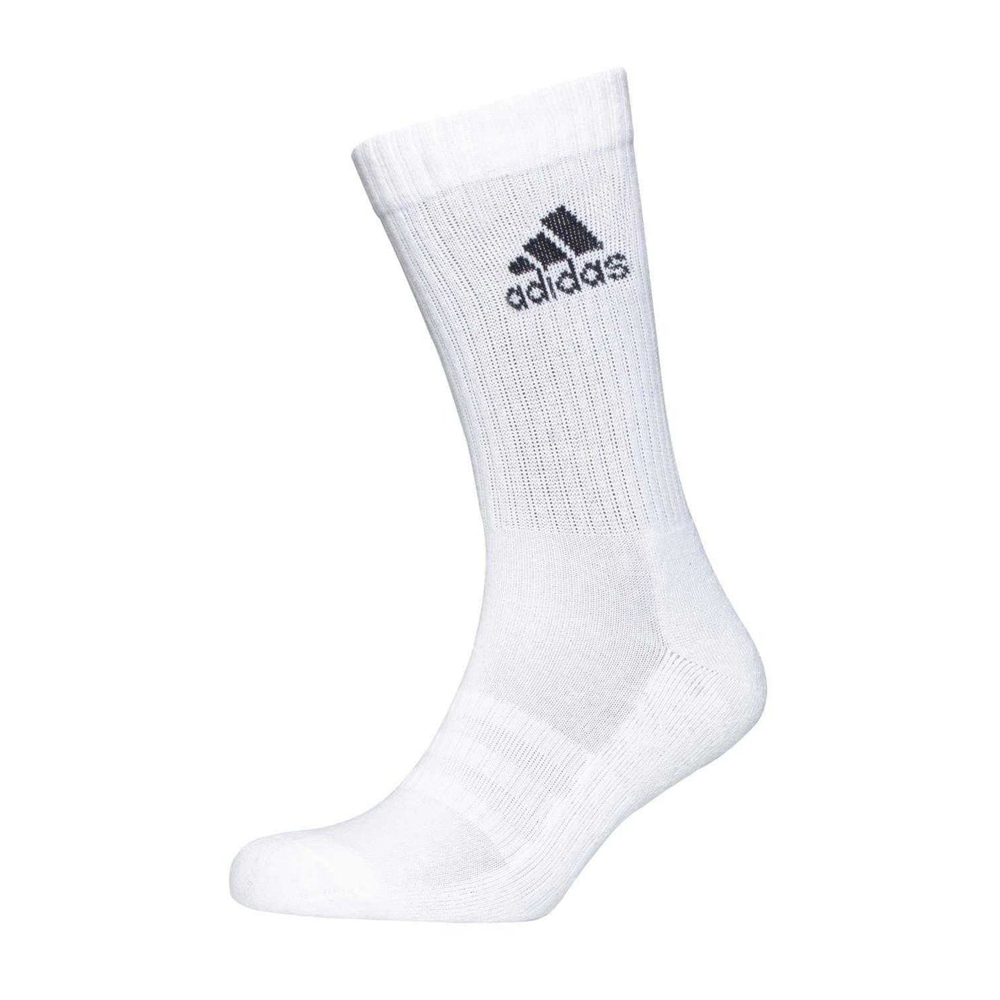 Heather Grey - Side - Adidas Womens-Ladies Logo Crew Socks (Pack of 3)