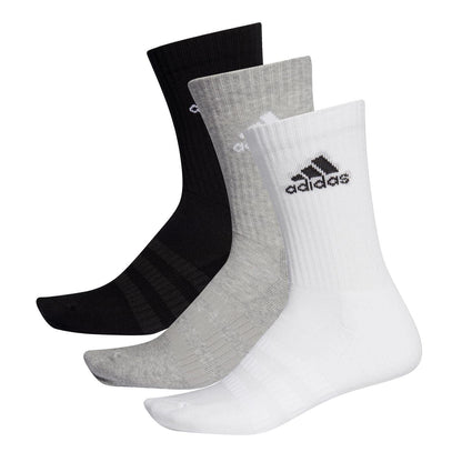 Heather Grey - Front - Adidas Womens-Ladies Logo Crew Socks (Pack of 3)
