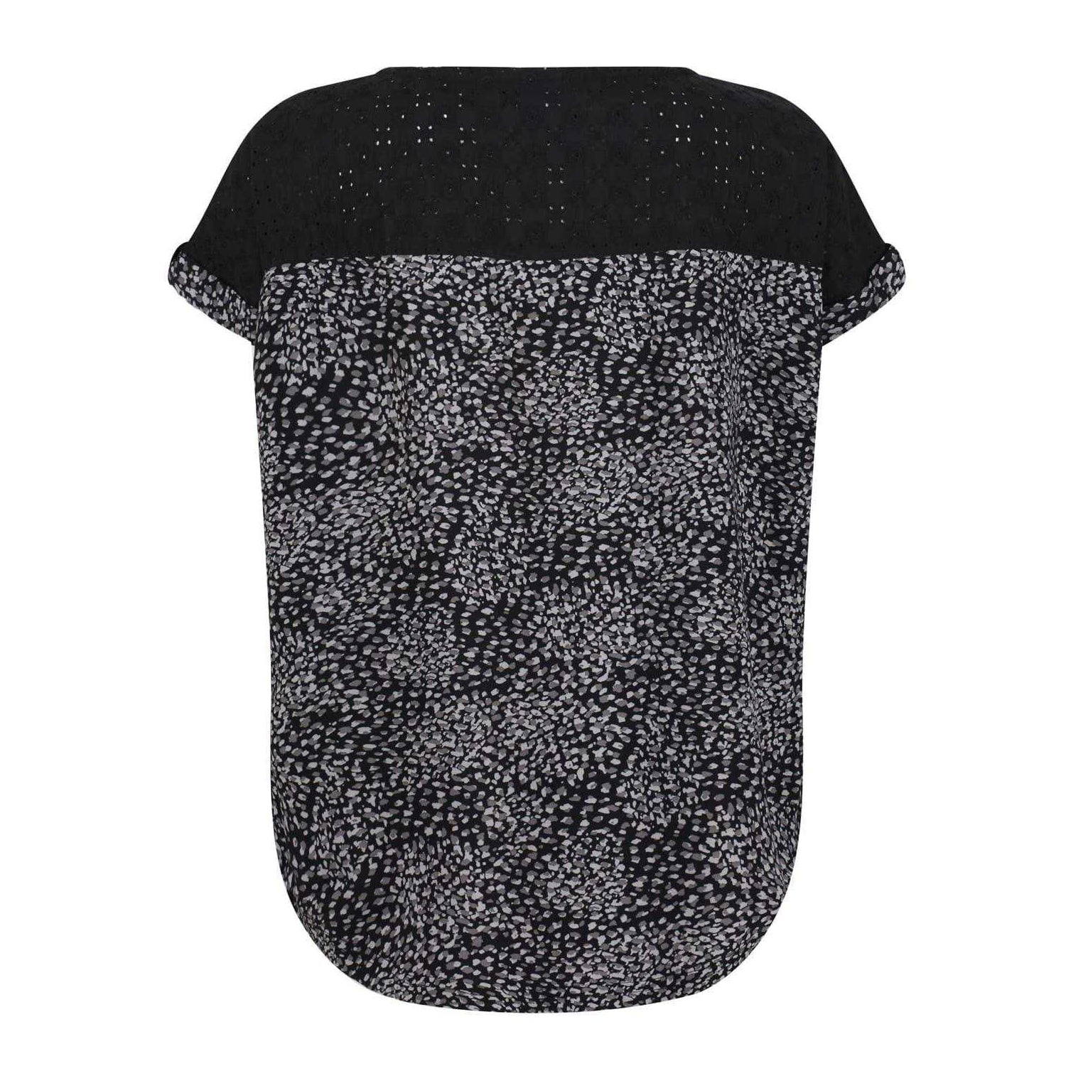 Black - Back - Regatta Womens-Ladies Jaida Abstract Rolled Short Sleeves Shell Blouse