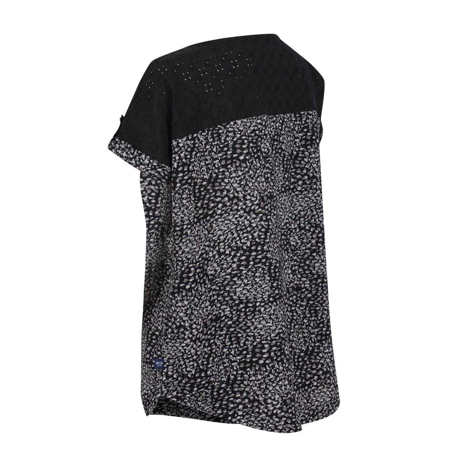Black - Lifestyle - Regatta Womens-Ladies Jaida Abstract Rolled Short Sleeves Shell Blouse