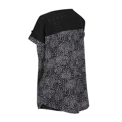 Black - Lifestyle - Regatta Womens-Ladies Jaida Abstract Rolled Short Sleeves Shell Blouse