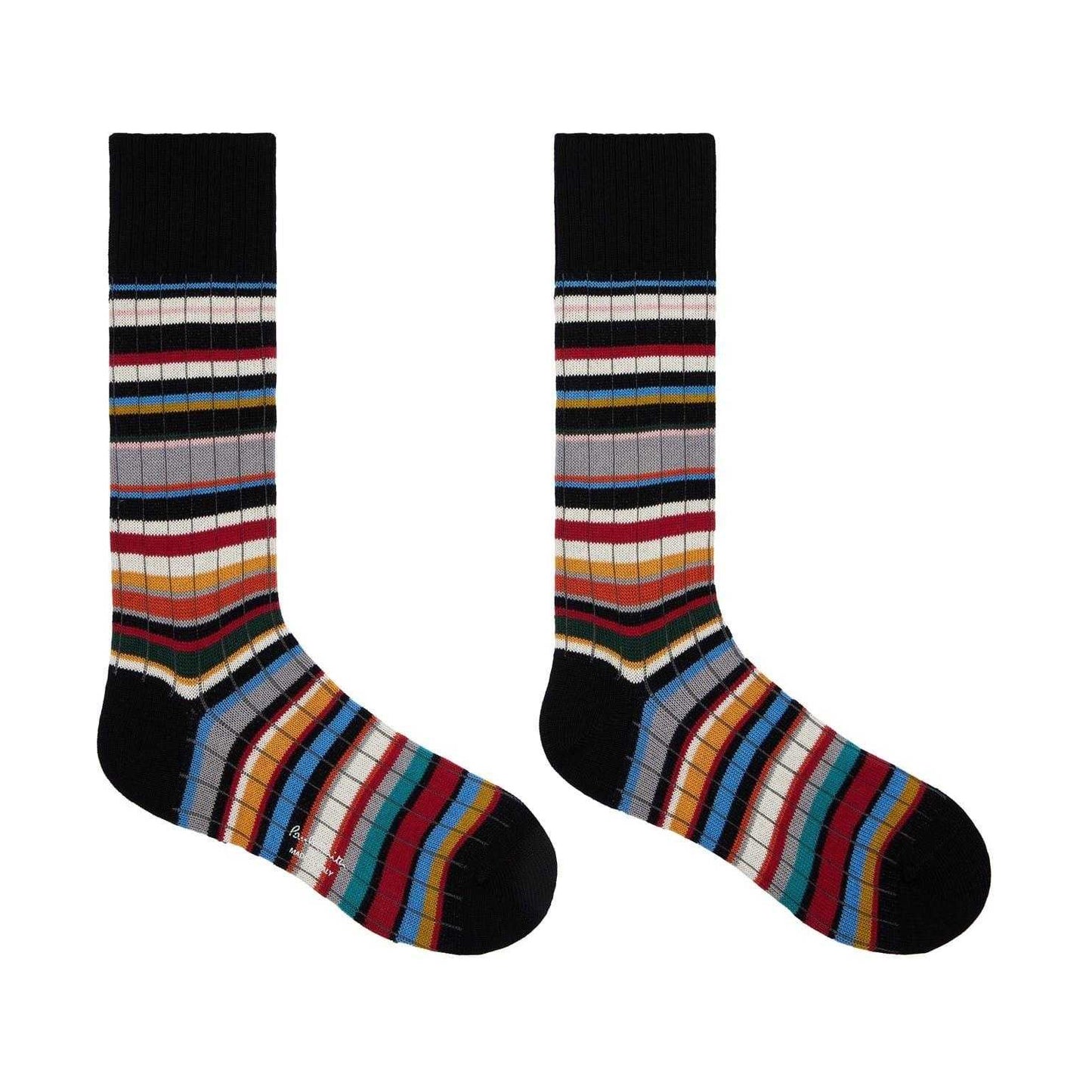 Multicoloured - Back - Paul Smith Unisex Adult Striped Crew Socks