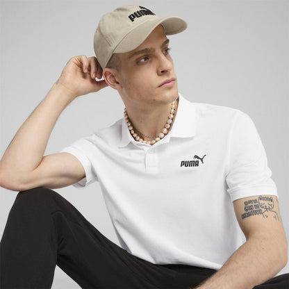 White - Side - Puma Mens Logo Pique Classic Polo Shirt