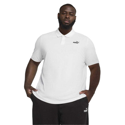 White - Side - Puma Mens Logo Pique Classic Polo Shirt