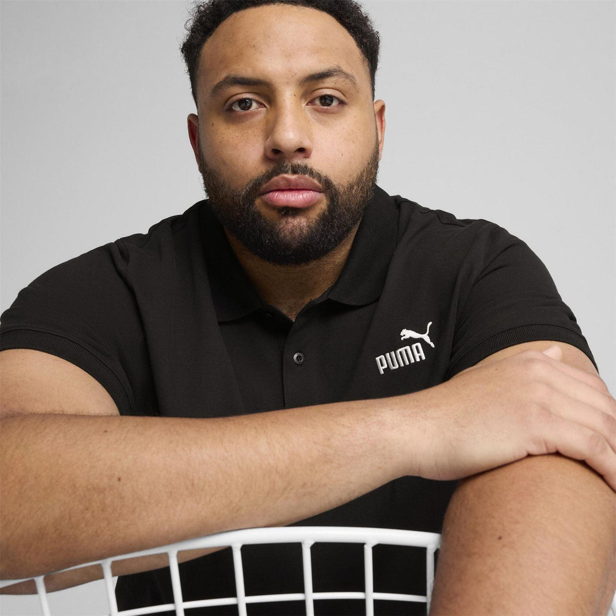 Black - Side - Puma Mens Logo Pique Classic Polo Shirt