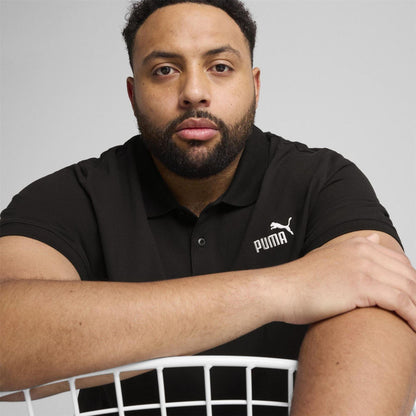 Black - Side - Puma Mens Logo Pique Classic Polo Shirt