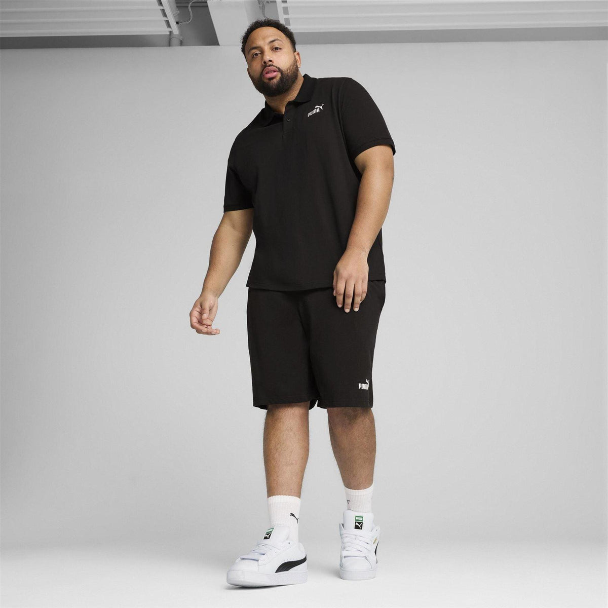 Black - Lifestyle - Puma Mens Logo Pique Classic Polo Shirt