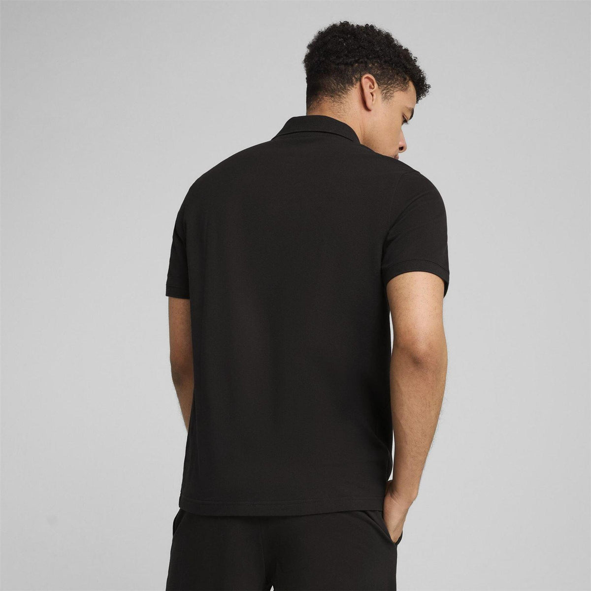 Black - Pack Shot - Puma Mens Logo Pique Classic Polo Shirt