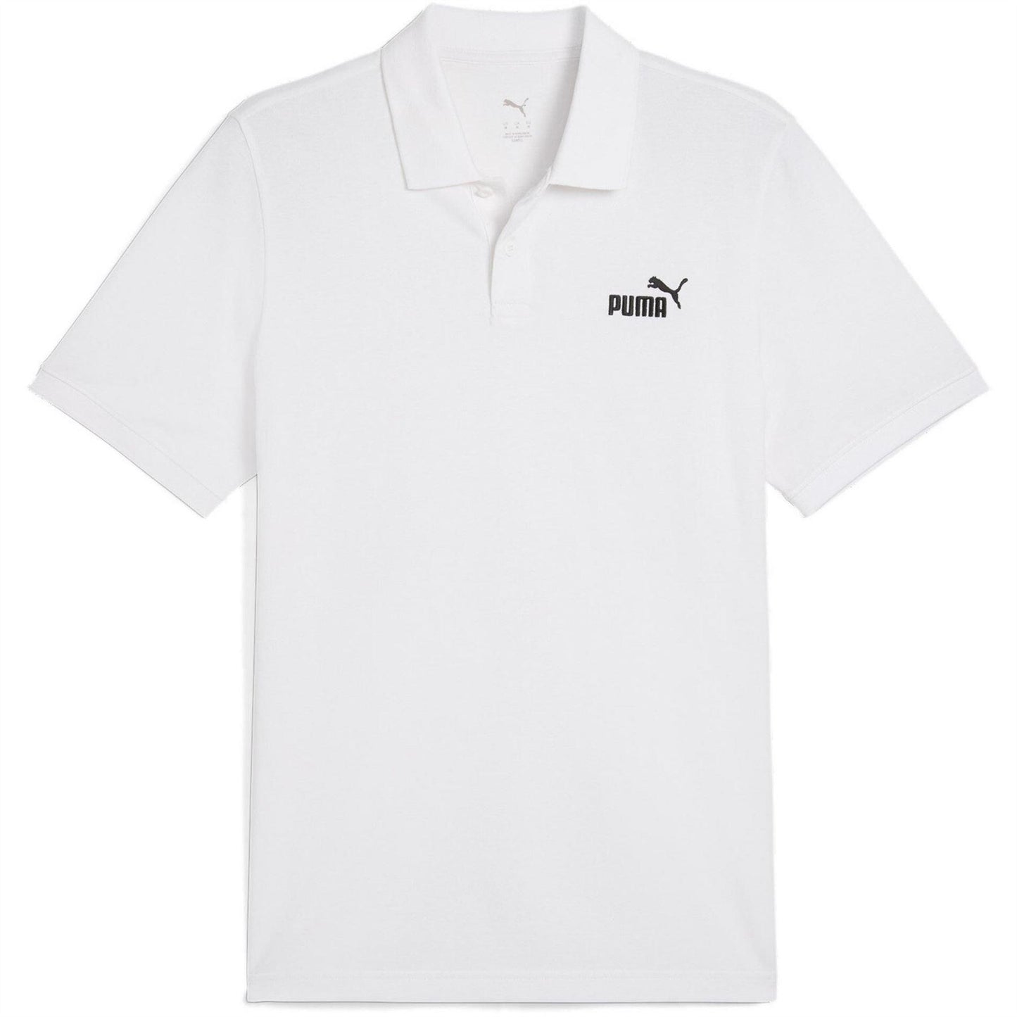 White - Front - Puma Mens Logo Pique Classic Polo Shirt