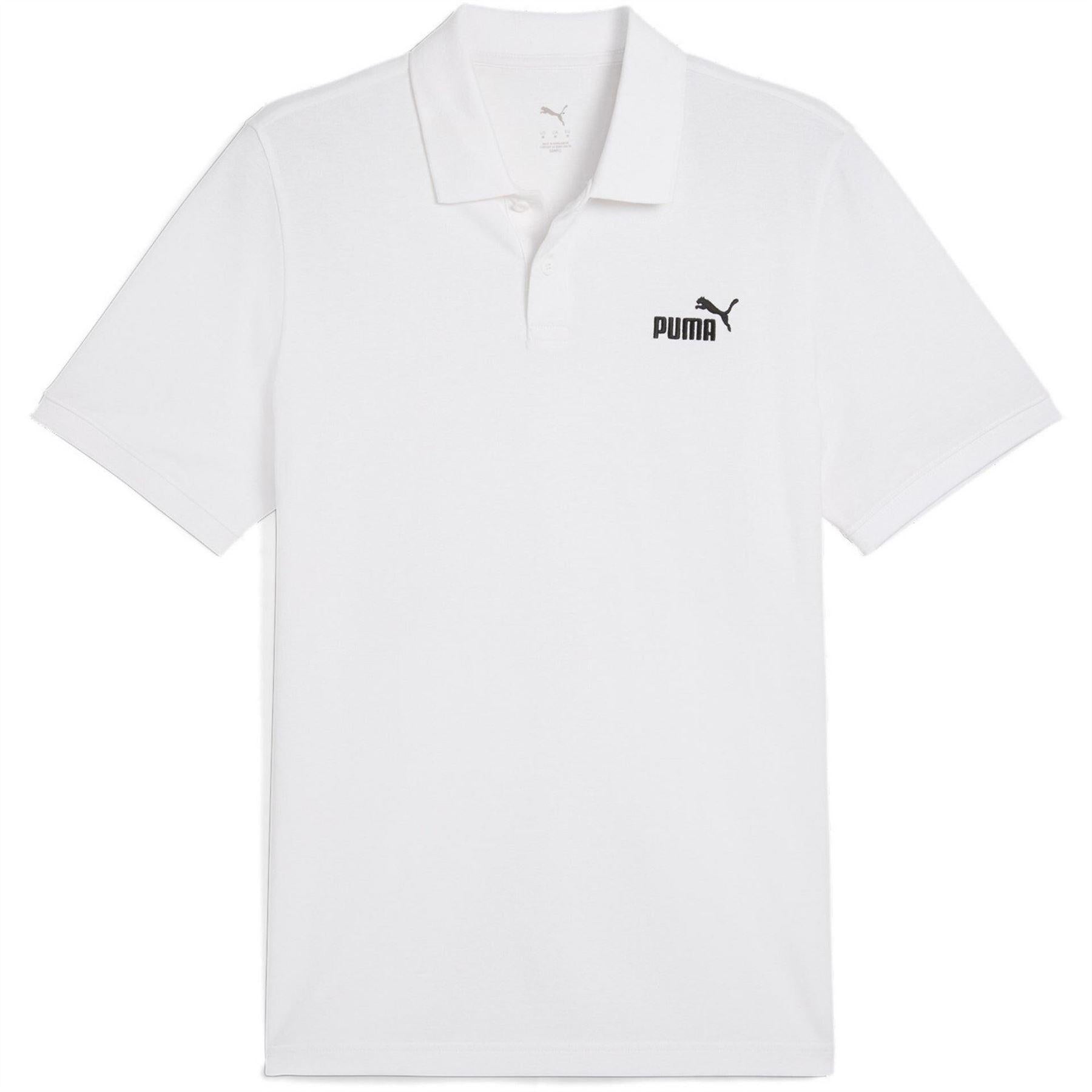 White - Front - Puma Mens Logo Pique Classic Polo Shirt