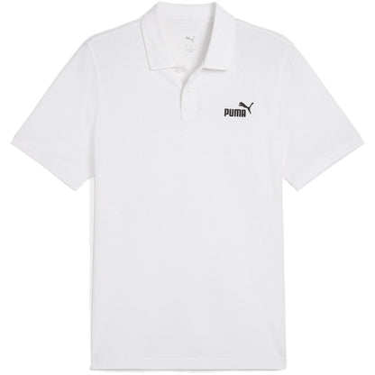 White - Front - Puma Mens Logo Pique Classic Polo Shirt