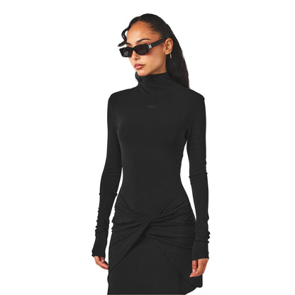 Black - Side - Off-White Womens-Ladies Twist Midi Dress