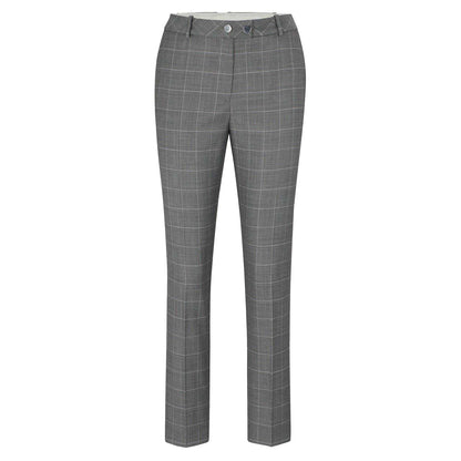 Grey - Front - Boss Womens-Ladies Plaid Straight Trousers
