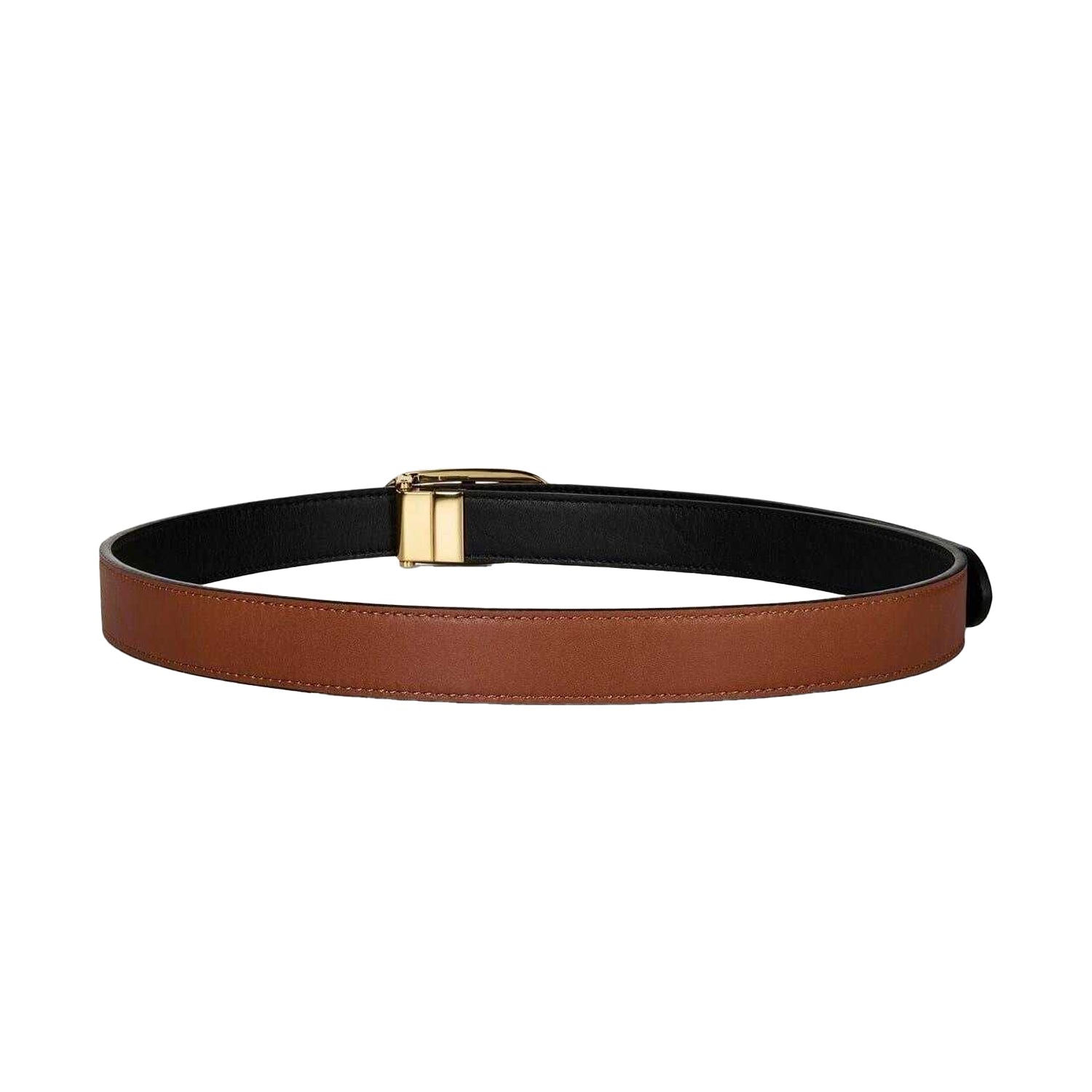 Black-Tan - Back - Ralph Lauren Womens-Ladies Logo Leather Reversible Belt