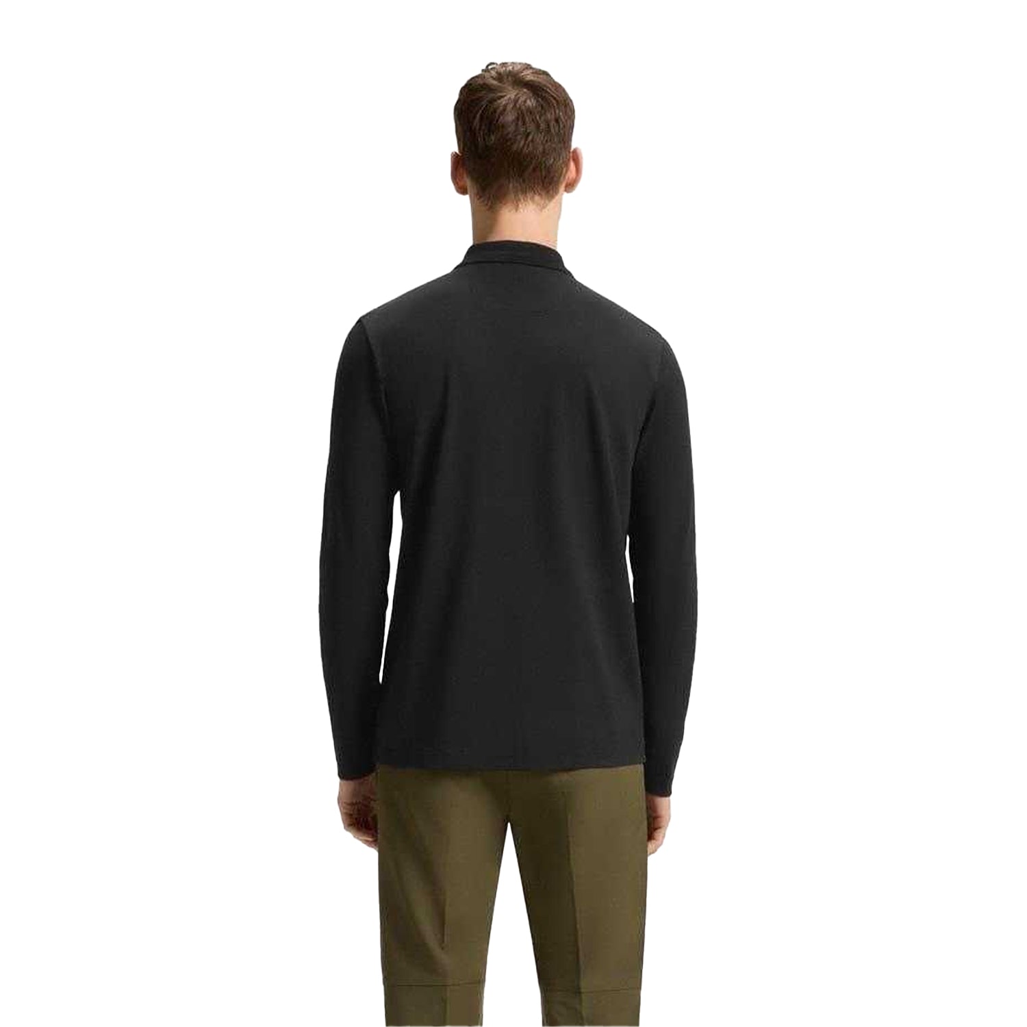 Black - Back - Boss Mens Plisy Long-Sleeved Polo Shirt