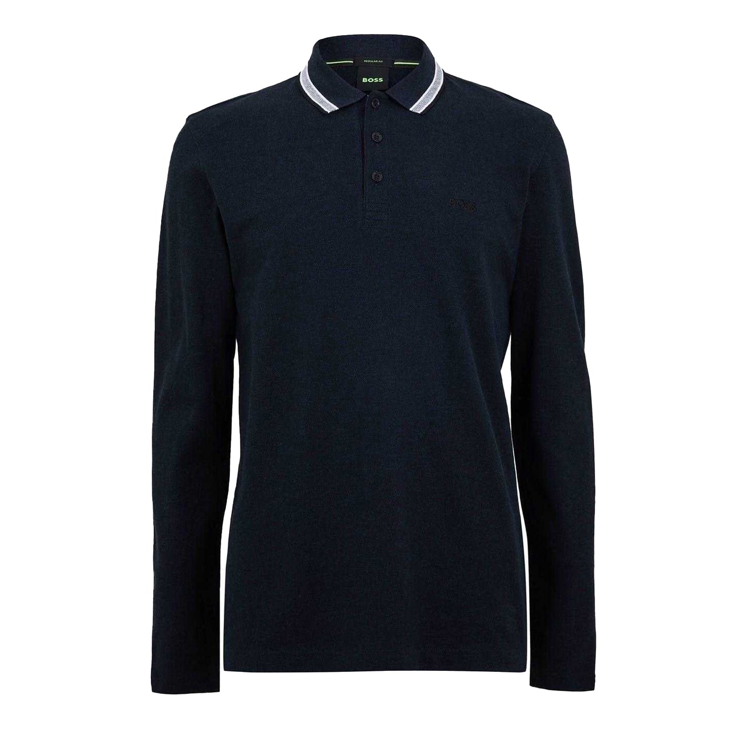Navy - Front - Boss Mens Plisy Long-Sleeved Polo Shirt
