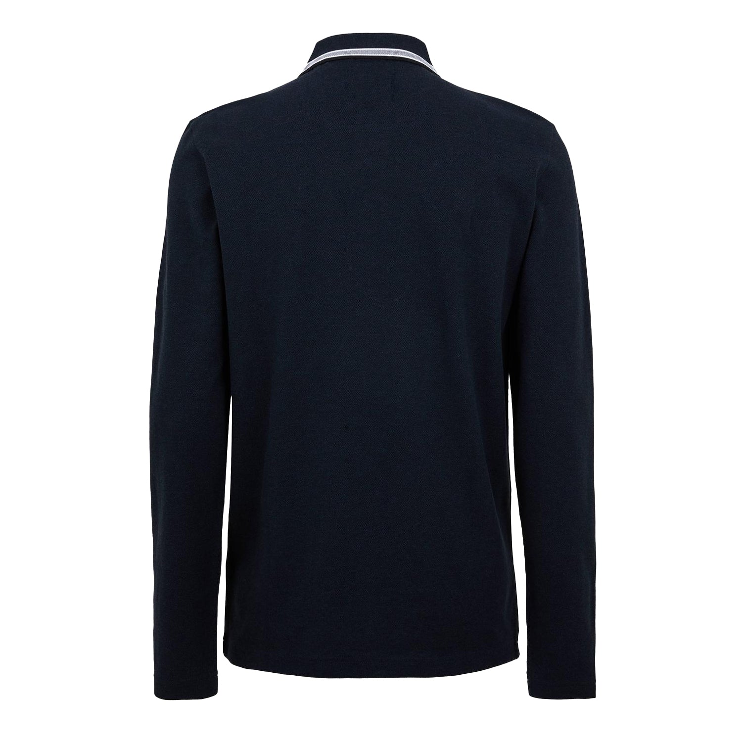 Navy - Back - Boss Mens Plisy Long-Sleeved Polo Shirt