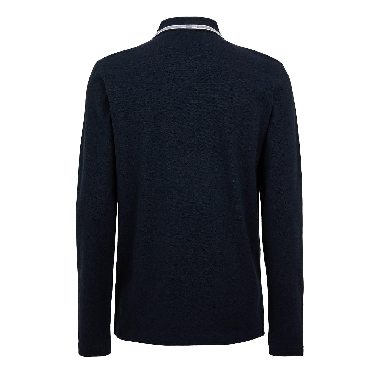 Navy - Back - Boss Mens Plisy Long-Sleeved Polo Shirt
