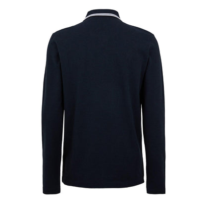Navy - Back - Boss Mens Plisy Long-Sleeved Polo Shirt