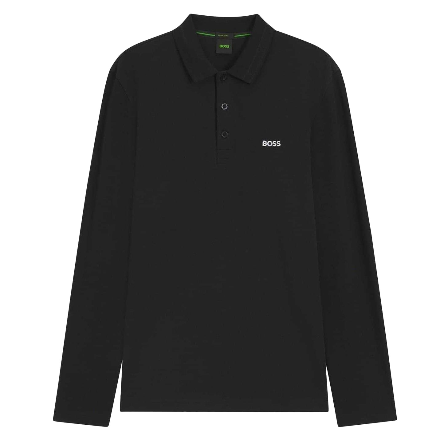 Black - Front - Boss Mens Plisy Long-Sleeved Polo Shirt