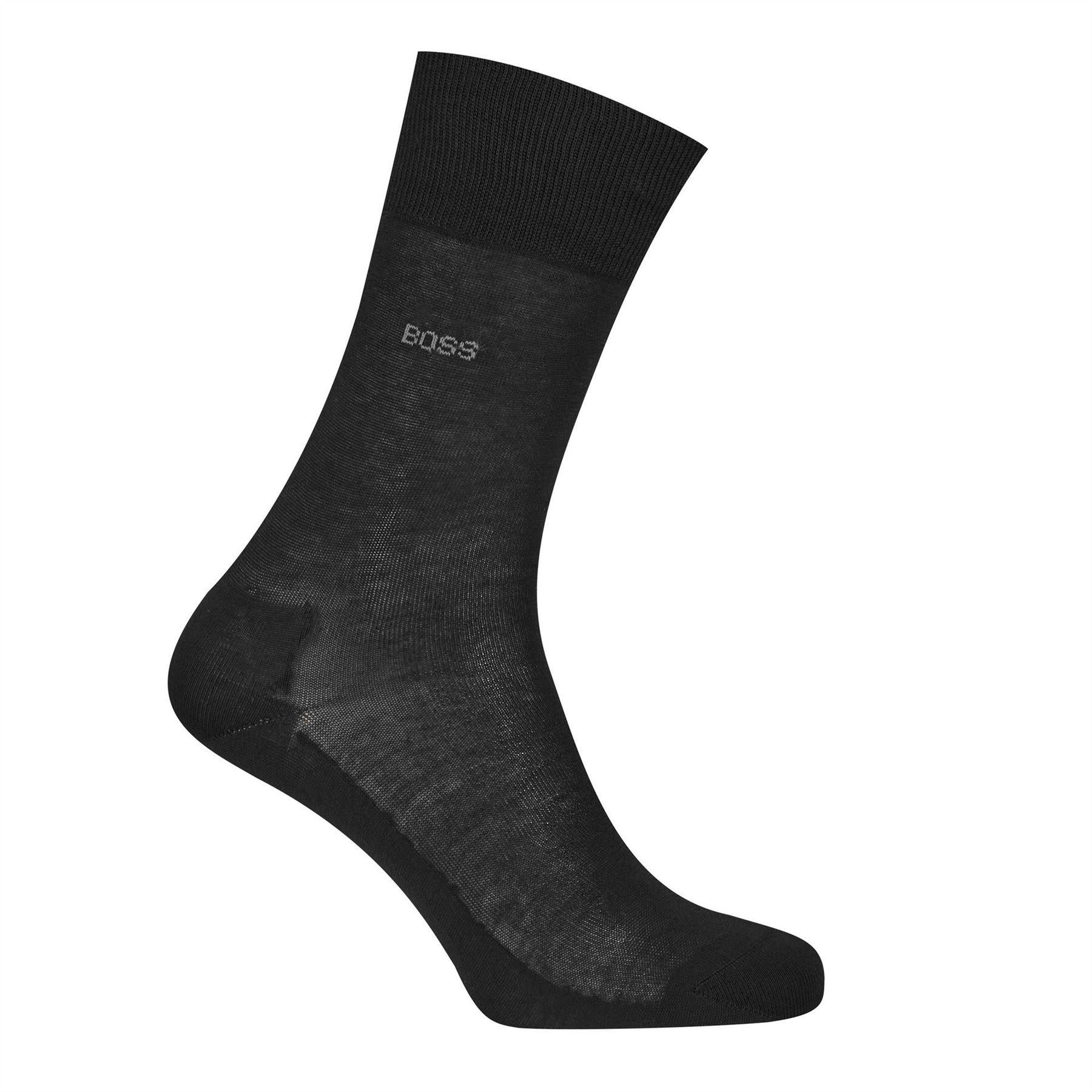 Black - Back - Boss Mens Plain Lightweight Socks